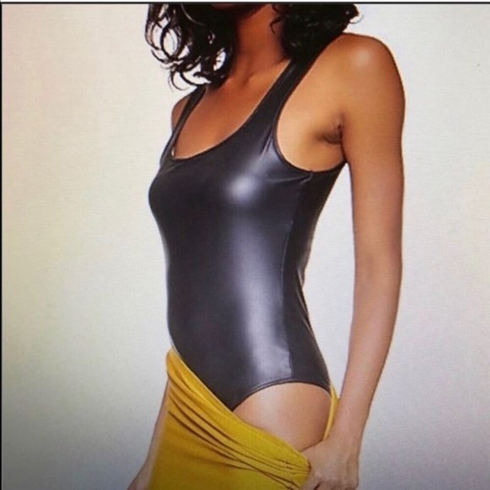 Iris Faux Leather Bodysuit Small Sleeveless Dark Fairy Grunge Romantic Goth